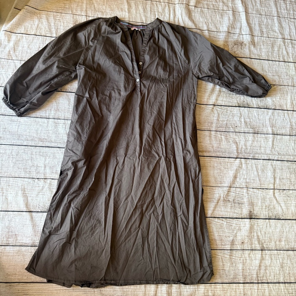 Sundry Raglan cotton woven henley Dress Womens Size Large 3 Brown V Neck